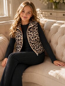 Tween Girl Long Sleeve Mini Knitted Black Coat Set Halloween Autumn Fall Style Fall Outfits - Multicolor - View 4