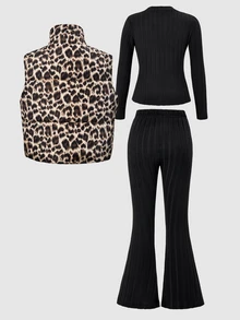 Tween Girl Long Sleeve Mini Knitted Black Coat Set Halloween Autumn Fall Style Fall Outfits - Multicolor - View 2