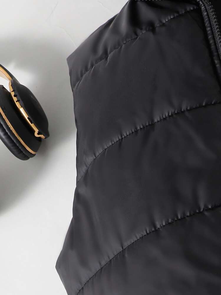 Quilted Padded Sleeveless Padded Coat For Teenage Boys, Winter Fall - Black - View 4