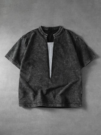 Street Life Maglietta casual versatile da uomo con scollo a V e maniche corte
