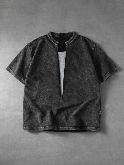 Street Life Maglietta casual versatile da uomo con scollo a V e maniche corte