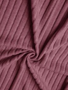 Rosumi Vestido casual holgado de manga larga, cuello redondo y costilla de unicolor para tallas grandes - Morado - Ver 8