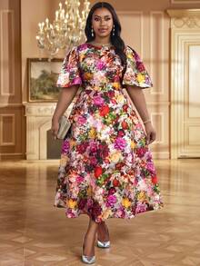 Fleurora Elegant Dresses For Women Floral Festival Outfits Luxury Evening Wedding Guest Tea Party Birthday Guest Beach Purple Floral Summer - Multicolor - View 5