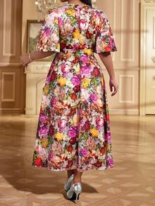 Fleurora Elegant Dresses For Women Floral Festival Outfits Luxury Evening Wedding Guest Tea Party Birthday Guest Beach Purple Floral Summer - Multicolor - View 3