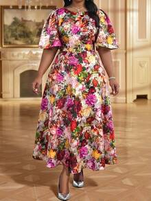 Fleurora Elegant Dresses For Women Floral Festival Outfits Luxury Evening Wedding Guest Tea Party Birthday Guest Beach Purple Floral Summer - Multicolor - View 6