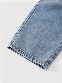 Coolqubz Denimly Tween Boy 休闲日常都市街头风格印花松紧腰拉链口袋工装裤 - 中等水洗藍 - 查看 5