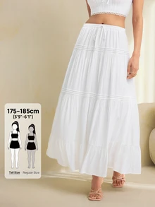 SHEIN Tall 女款簡約日常百褶裙 - 白色 - 查看 11
