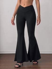 SHEIN Tall Purple Vest And Straight-Leg Trousers: An Elegant Two Pieces Business Suit., Tall Women - Black - View 2