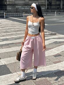 Coolane 女款春夏街頭風復古水洗做舊舒適丹寧感黑色短褲 - 淺粉色 - 查看 7