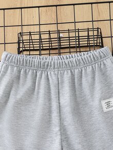 SHEIN 青少年男孩休閒學院風織帶條紋設計慢跑運動長褲，適合休閒運動與校園穿著 - 灰色 - 查看 4