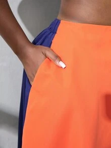 BamGlimmer 女款時尚拼色拼接不對稱下擺裙 - 彩色 - 查看 8
