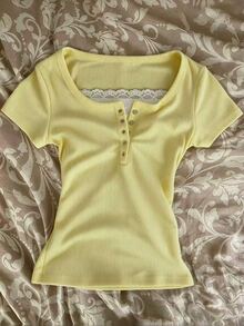 IslaSuriya Women Lace Trim 2 In 1 Short Sleeve T-Shirt - Multicolor - View 3