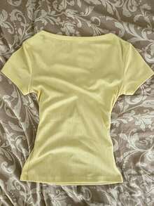 IslaSuriya Women Lace Trim 2 In 1 Short Sleeve T-Shirt - Multicolor - View 2