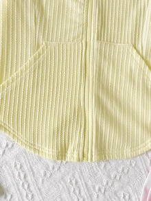 SHEIN Tween女孩奶油黃修身連帽夾克與粉色寬腿長褲2件套，街頭運動休閒返校大學風套裝 - 粉色 - 查看 6