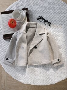 Elladie kids Girls Apricot Short Wool Coat, For Outings, School Activities, Gatherings, Back To School, Autumn Outfit, Winter Fall 2026 - Apricot - View 5