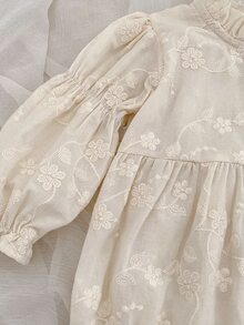 SHEIN B150 Korean Style Embroidered Long Sleeve Simple Bodysuit For Baby Girls, Spring/Autumn Fall Winter - Apricot - View 6