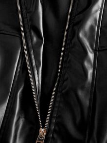HIMLAND Men's Autumn Fashion Versatile PU Leather Workwear Zip Jacket, For Spring, Outdoor - Black - View 6