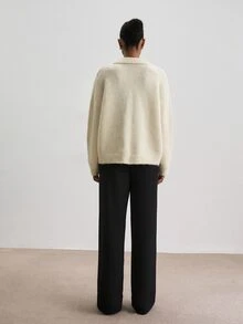 ATUI Studio Women's Solid Color Casual Daily Long Sleeve Sweater - Apricot - View 3