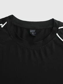 ROMWE MEN Street Life Men's Puff Print Loose Short Sleeve T-Shirt - Black - View 3