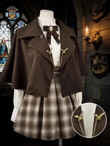 Sweetra Plus Size Fashion Vintage Elegant Button Shawl Collar Jacket Dinner Office Formal Brown Autumn Fall - Brown - View 1