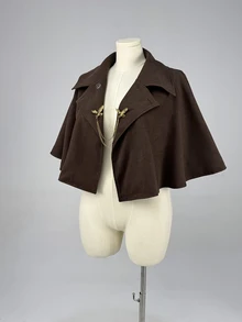 Sweetra Plus Size Fashion Vintage Elegant Button Shawl Collar Jacket Dinner Office Formal Brown Autumn Fall - Brown - View 6