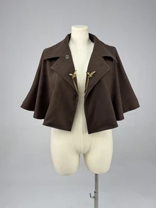 Sweetra Plus Size Fashion Vintage Elegant Button Shawl Collar Jacket Dinner Office Formal Brown Autumn Fall - Brown - View 4