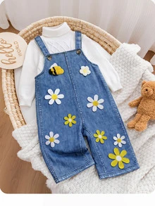 Mono adorable de patchwork 3D para niña, perfecto para looks de estilo callejero en todas las estaciones (primavera, verano, otoño e invierno) - Azul - Ver 8