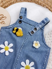 Mono adorable de patchwork 3D para niña, perfecto para looks de estilo callejero en todas las estaciones (primavera, verano, otoño e invierno) - Azul - Ver 2
