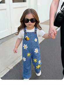 Mono adorable de patchwork 3D para niña, perfecto para looks de estilo callejero en todas las estaciones (primavera, verano, otoño e invierno) - Azul - Ver 3