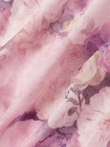 SHEIN MOD 女款花卉印花不對稱肩褶皺綁帶設計修身優雅中長洋裝 - 粉色 - 查看 6