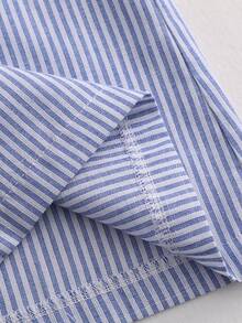 SHEIN Spring Summer Autumn And Winter Women Two Pieces Outfits Festival Going Out Vacation Vacation Concert For Elegant Casual Work Light Blue Striped - Multicolor - View 5
