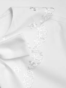 SHEIN 青少年女孩休閒簡約舒適翻領長袖蝴蝶結綁帶襯衫 - 彩色 - 查看 3