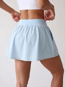 Dewbera Dewbera Casual Versatile Outdoor Drawstring Waist Pocket Skort - Baby Blue - View 2