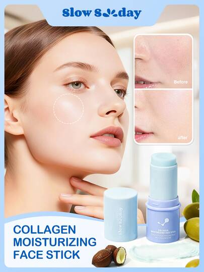 Slow Sunday Collagen Moisturizing Face Stick, Collagen, Moisturizing, Brightening, And Firming The Skin, K Beauty, Good Choice For Vacation, Travel Essentials, Back To School, Suitable For Summer Skin Care