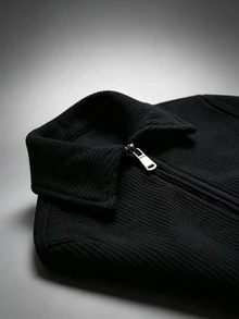 Manfinity Homme Men's Geometric Pattern Long Sleeve Zip-Up Casual Jacket - Black - View 3