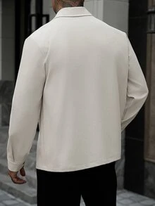 Manfinity Homme 男士純色休閒戶外修身夾克 - 杏色 - 查看 2