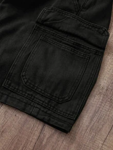 Manfinity Joysei Men's Summer Casual Streetwear Flap Pocket Cargo Denim Shorts Holiday Black - Black - View 5