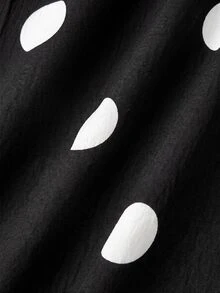 SHEIN MOD Women's Elegant Polka Dot Print Midi Dress, Summer - Black - View 7