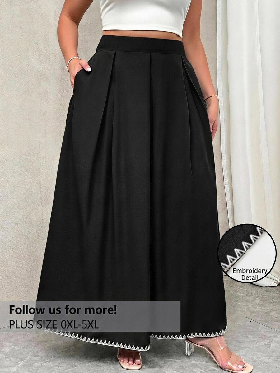 Firerie Falda de cintura alta con detalle plisado talla grande - Multicolor - Ver 1