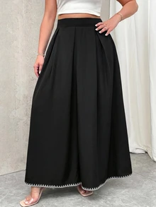 Firerie Falda de cintura alta con detalle plisado talla grande - Multicolor - Ver 3