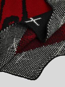 Sweetra Baju Terusan Wanita Ukuran Besar Motif Kelelawar Gothic Gelap Halloween dengan Bagian Depan Berbentuk Kupu-kupu, Tema Vampir Vintage, Cocok untuk Pakaian Musim Gugur/Dingin - Merah - View 5