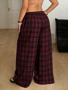 Coolane College Style Casual Goth 80s Minimalist Loose Plus Size Pants, Fall Back To School, Music Party Evening Formal, Halloween, Christmas Holiday Black - Multicolor - View 2