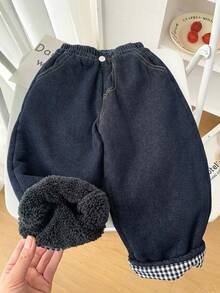 SHEIN Bubblio Kinder Junge Thermisch Gefütterte Lässige Alltag Reise Winterhose Mit Taschen - Mittele Waschung - Übersicht 4