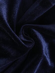 SHEIN Playful Pals 1pc Baby Girls Toddler Girl Velvet Dress Cute Elegant Navy White Bow Ruffle Long Puff Sleeve Lapel Birthday Party Spring Princess Ballet Faux Layered - Royal Blue - View 10