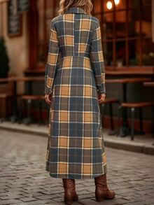 SHEIN Clasi Plaid Print Button Front Shirt Dress - Multicolor - View 2