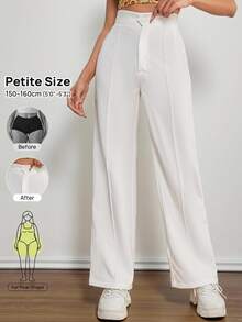 Vivamere Solid Dual Pocket Tailored Summer Pants In Fall/Winter ,Petite Women - White - View 7