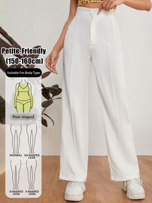 Vivamere Solid Dual Pocket Tailored Summer Pants In Fall/Winter ,Petite Women - White - View 6