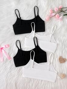 SHEIN 4PCS Tween Girls Bow Print Cropped Camisole - Multicolor - View 3