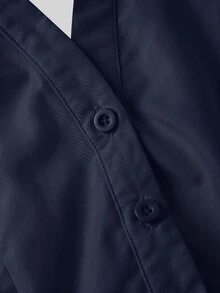 SHEIN MOD 女款純色前綁帶設計休閒百搭日常襯衫 - 藏蓝色 - 查看 8