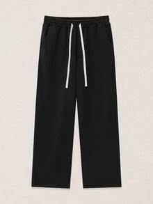 Calmiston Men's High Cotton Content Soft And Comfortable Casual Versatile Drawstring Waist Pocket Sweatpants Streetwear Gym Workout Grey Autumn Winter - Black - View 6